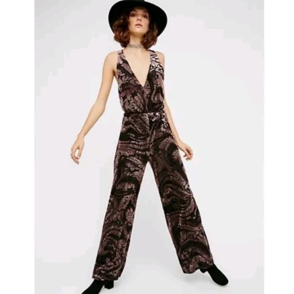Free People Velvet plunge jumpsuit 12